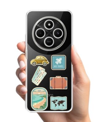 Etui do Xiaomi POCO C75 przeźroczyste, silikonowe Flexi, pocztowe znaczki