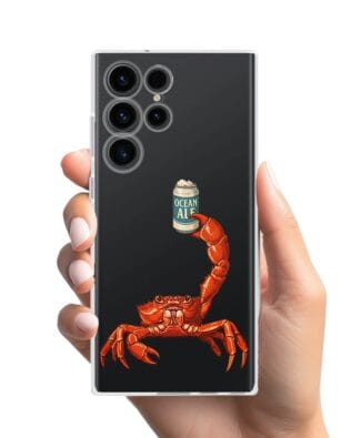 Etui do Samsung Galaxy S23 Ultra przeźroczyste, silikonowe Flexi, Paradise, krab z piwem