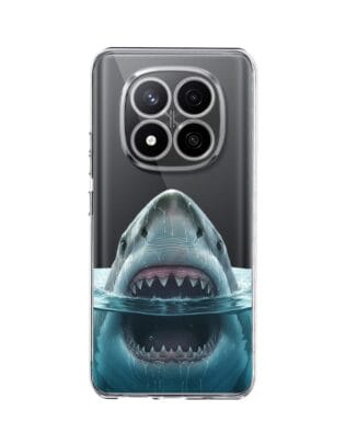 Etui do Xiaomi Redmi Note 14 Pro 4G przeźroczyste, silikonowe Flexi, Paradise, żarłacz biały