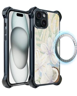 Etui do iPhone 15 IBIZU DropGuard Ultra z MagSafe, Modern Classics, Biała lilia