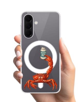 Etui do Samsung Galaxy A57 z MagSafe przeźroczyste, silikonowe Flexi, Paradise, krab z piwem