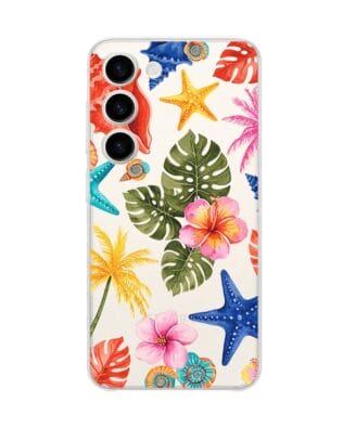 Etui do Samsung Galaxy S23 FE 5G przeźroczyste, silikonowe Flexi, Summer Patterns, tropikalny wzór