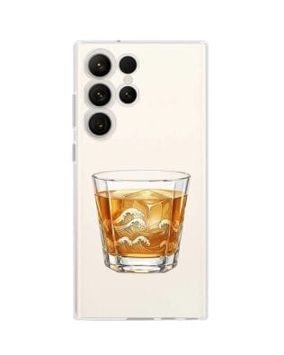 Etui do Samsung Galaxy S23 Ultra przeźroczyste, silikonowe Flexi, Paradise, Whiskey on the rocks