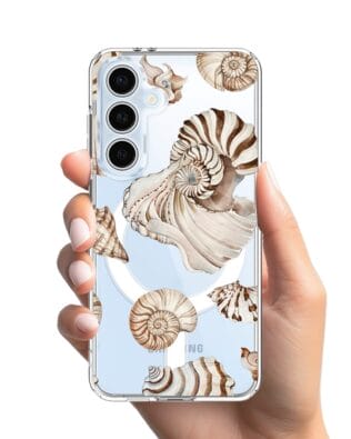 Etui do Samsung Galaxy S24 FE z MagSafe przeźroczyste, silikonowe Flexi, Summer Patterns, ozdobne muszle