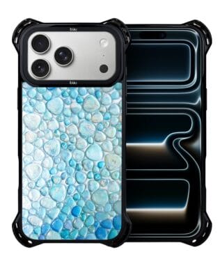 Etui do iPhone 17 Pro Max IBIZU DropGuard Ultra z MagSafe, Aqua Glass, turkusowe krople