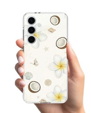 Etui do Samsung Galaxy S24 FE przeźroczyste, silikonowe Flexi, Summer Patterns, hawajskie kokosy