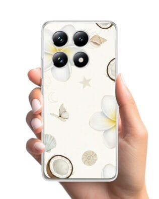 Etui do Xiaomi 14T Pro przeźroczyste, silikonowe Flexi, Summer Patterns, hawajskie kokosy