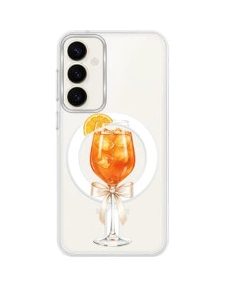 Etui do Samsung Galaxy S23 FE 5G z MagSafe przeźroczyste, silikonowe Flexi, Paradise, Aperol Spritz