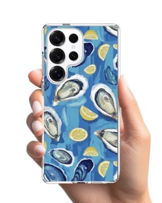 Etui do Samsung Galaxy S25 Ultra z MagSafe przeźroczyste, silikonowe Flexi, Summer Patterns, ostrygi z cytrynką