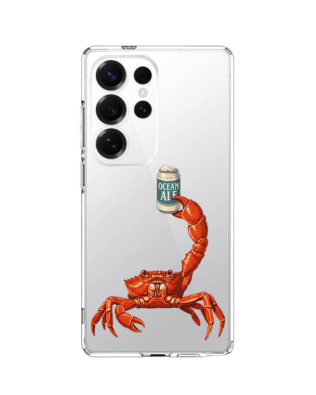 Etui do Samsung Galaxy S25 Ultra przeźroczyste, silikonowe Flexi, Paradise, krab z piwem
