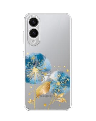 Etui do Samsung Galaxy S25 Edge przeźroczyste, silikonowe Flexi, Kwiaty, niebieskie dmuchawce