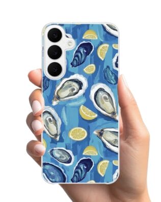 Etui do Samsung Galaxy A25 5G z MagSafe przeźroczyste, silikonowe Flexi, Summer Patterns, ostrygi z cytrynką
