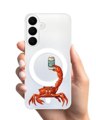 Etui do Samsung Galaxy S25 FE z MagSafe przeźroczyste, silikonowe Flexi, Paradise, krab z piwem