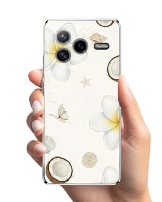 Etui do Xiaomi POCO F7 Ultra przeźroczyste, silikonowe Flexi, Summer Patterns, hawajskie kokosy