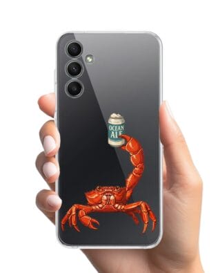 Etui do Samsung Galaxy A34 5G przeźroczyste, silikonowe Flexi, Paradise, krab z piwem