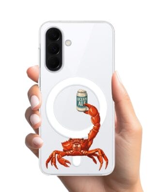 Etui do Samsung Galaxy A37 z MagSafe przeźroczyste, silikonowe Flexi, Paradise, krab z piwem