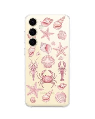 Etui do Samsung Galaxy S24 Plus przeźroczyste, silikonowe Flexi, Summer Patterns, krewetkowy róż