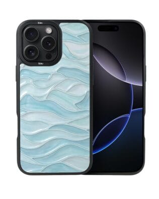 Etui do iPhone 16 Pro Max IBIZU DropGuard Matt z MagSafe, Aqua Glass, błękitne fale