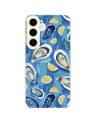 Etui do Samsung Galaxy S24 z MagSafe przeźroczyste, silikonowe Flexi, Summer Patterns, ostrygi z cytrynką