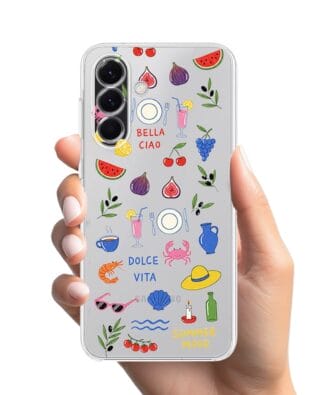 Etui do Samsung Galaxy A56 5G przeźroczyste, silikonowe Flexi, Italian Summer, kolorowe wakacje