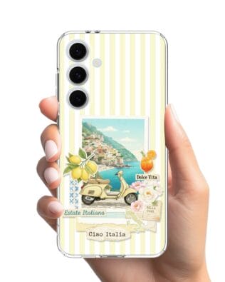 Etui do Samsung Galaxy S24 FE przeźroczyste, silikonowe Flexi, Italian Summer, Ciao Italia