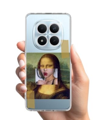 Etui do Xiaomi Redmi Note 15 5G przeźroczyste, silikonowe Flexi, Mona lisa z lizakiem