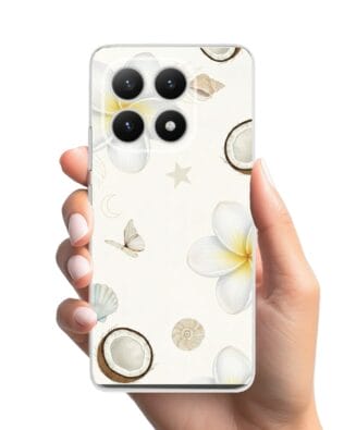 Etui do Xiaomi 15T przeźroczyste, silikonowe Flexi, Summer Patterns, hawajskie kokosy