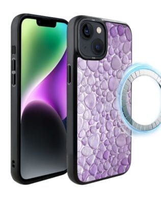 Etui do iPhone 14 Plus IBIZU DropGuard Matt z MagSafe, Aqua Glass, ametystowe krople