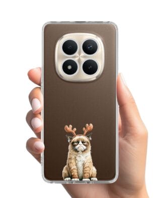 Etui do Xiaomi Redmi Note 15 Pro Plus 5G przeźroczyste, silikonowe Flexi, Przytulne święta, Kot który nie chciał być reniferem