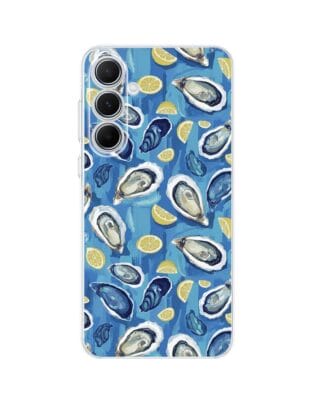 Etui do Samsung Galaxy A55 5G przeźroczyste, silikonowe Flexi, Summer Patterns, ostrygi z cytrynką
