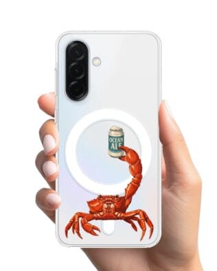 Etui do Samsung Galaxy A36 5G z MagSafe przeźroczyste, silikonowe Flexi, Paradise, krab z piwem