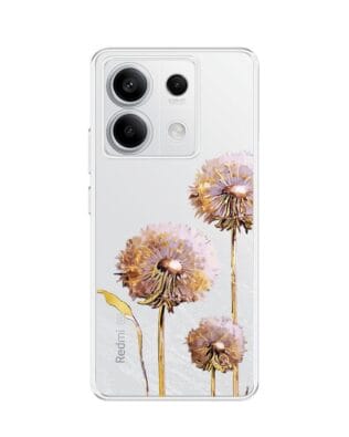 Etui do Xiaomi Redmi Note 13 Pro 5G przeźroczyste, silikonowe Flexi, Kwiaty, fioletowe dmuchawce