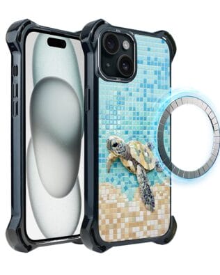Etui do iPhone 15 Plus IBIZU DropGuard Ultra z MagSafe, Modern Classics, Żółw Caretta