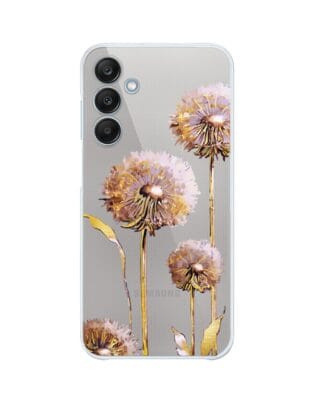 Etui do Samsung Galaxy M35 5G przeźroczyste, silikonowe Flexi, Kwiaty, fioletowe dmuchawce