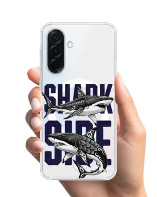 Etui do Samsung Galaxy A36 5G z MagSafe przeźroczyste, silikonowe Flexi, Summer Patterns, Shark side