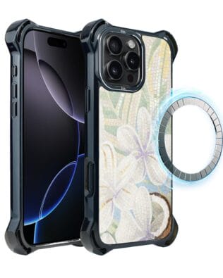 Etui do iPhone 16 Pro IBIZU DropGuard Ultra z MagSafe, Modern Classics, Biała lilia