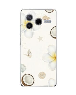 Etui do Xiaomi POCO F7 Pro przeźroczyste, silikonowe Flexi, Summer Patterns, hawajskie kokosy