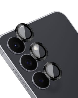 Metalowa osłona obiektywu aparatu ze szkła hartowanego 9H do Samsung Galaxy S25 FE, 1 zestaw, czarna