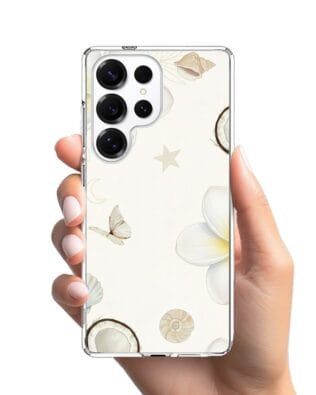 Etui do Samsung Galaxy S25 Ultra z MagSafe przeźroczyste, silikonowe Flexi, Summer Patterns, hawajskie kokosy