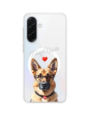 Etui do Samsung Galaxy A37 z MagSafe przeźroczyste, silikonowe Flexi, Puppy Love, pies rasy Owczarek Niemiecki