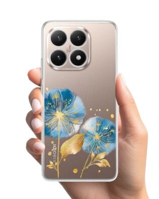 Etui do Xiaomi 15T przeźroczyste, silikonowe Flexi, Kwiaty, niebieskie dmuchawce