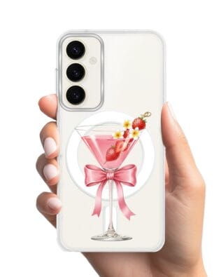 Etui do Samsung Galaxy S23 FE 5G z MagSafe przeźroczyste, silikonowe Flexi, Paradise, Strawberry Martini