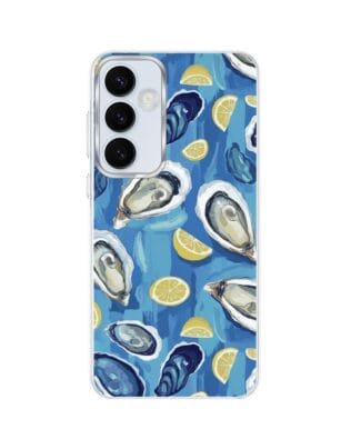 Etui do Samsung Galaxy A55 5G z MagSafe przeźroczyste, silikonowe Flexi, Summer Patterns, ostrygi z cytrynką