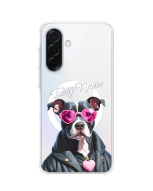Etui do Samsung Galaxy A37 z MagSafe przeźroczyste, silikonowe Flexi, Puppy Love, pies rasy Amstaff