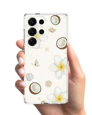 Etui do Samsung Galaxy S25 Ultra przeźroczyste, silikonowe Flexi, Summer Patterns, hawajskie kokosy