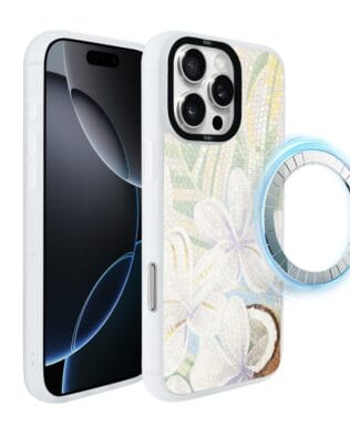 Etui do iPhone 16 Pro IBIZU DropGuard Matt z MagSafe, Modern Classics, Biała lilia