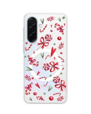 Etui do Samsung Galaxy A37 z MagSafe przeźroczyste, silikonowe Flexi, Cukierki świąteczne