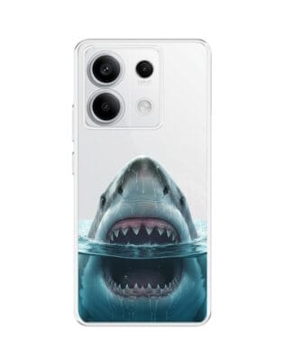 Etui do Xiaomi Redmi Note 13 Pro 5G przeźroczyste, silikonowe Flexi, Paradise, żarłacz biały