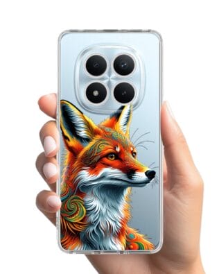 Etui do Xiaomi Redmi Note 15 Pro 5G przeźroczyste, silikonowe Flexi, Dzika Mandala, Twarz lisa
