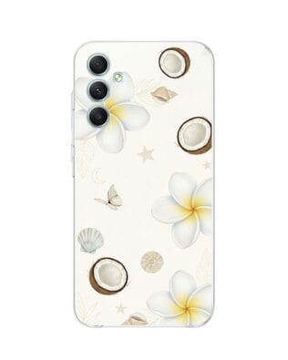 Etui do Samsung Galaxy A34 5G przeźroczyste, silikonowe Flexi, Summer Patterns, hawajskie kokosy